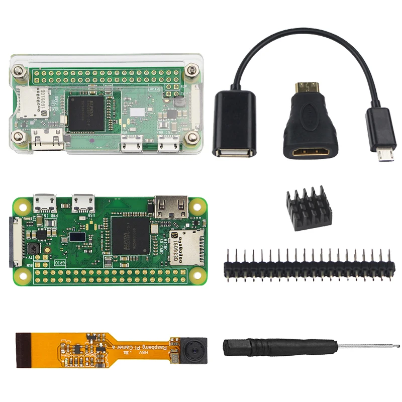 Raspberry Pi Zero W Starter kit с поддержкой Wi-Fi и Bluetooth + акриловый чехол теплоотвод