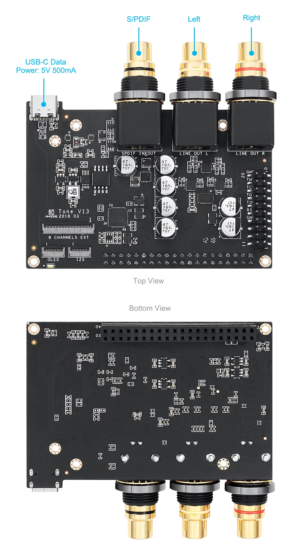 Khadas Tone Board USB Внешняя Hi-Fi звуковая карта ES9038Q2M Hi-Res аудио плата аудио декодер совместим с VIM 1 2 3 Edge-V