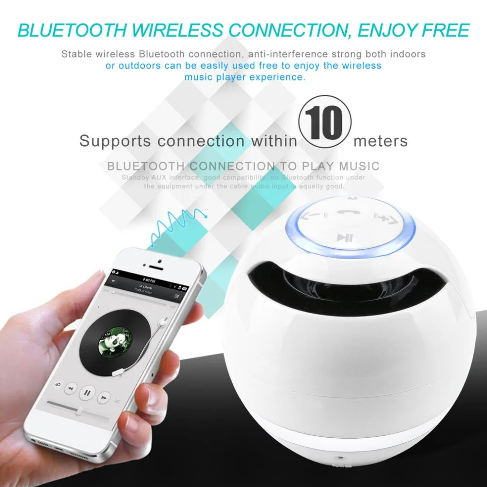 Новый стер Hi Fi Динамик модные Портативный мини аудио bluetooth круглый Форма двойной