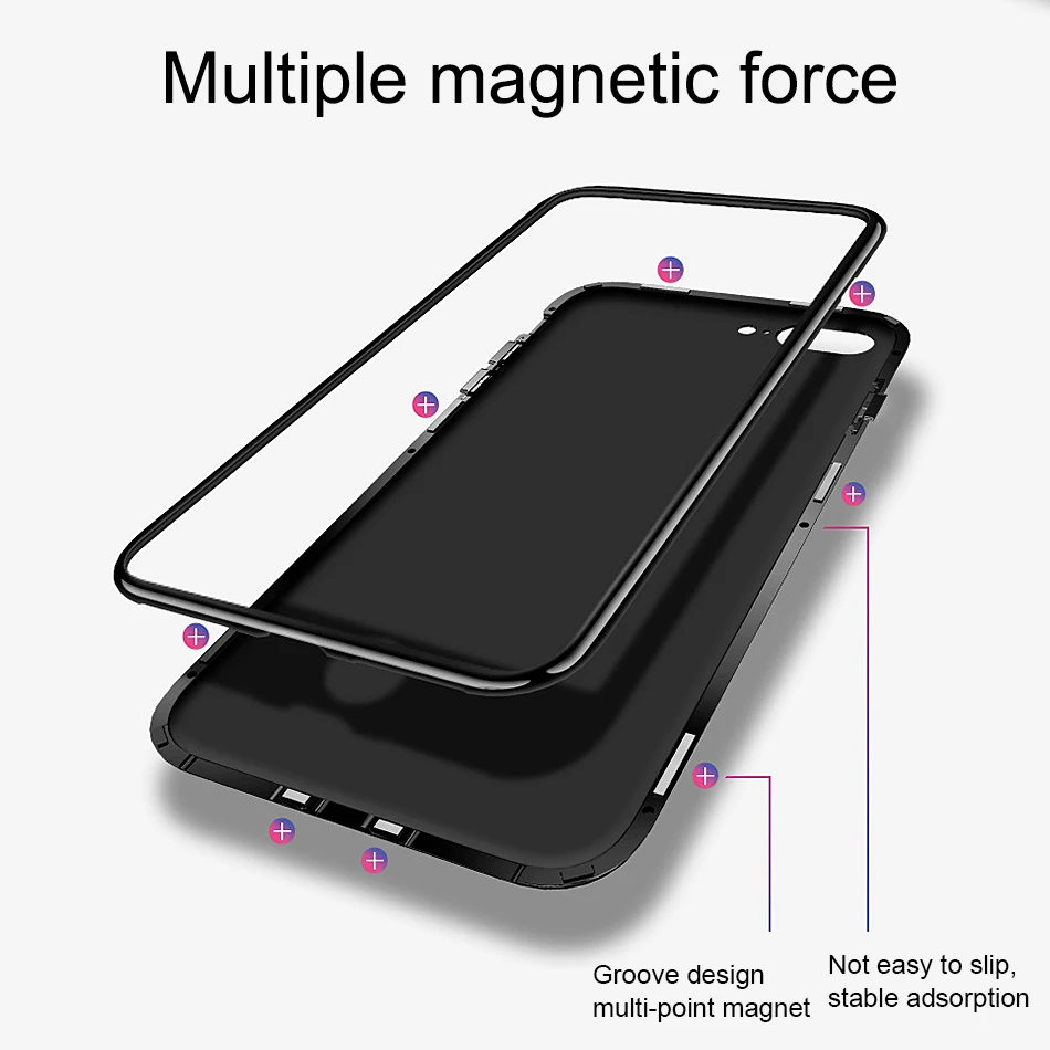 360 Magnetic Adsorption Case For iphone X 10 6s plus 6 s Coque Cover Phone 7 8 Cases Luxury | Мобильные телефоны и