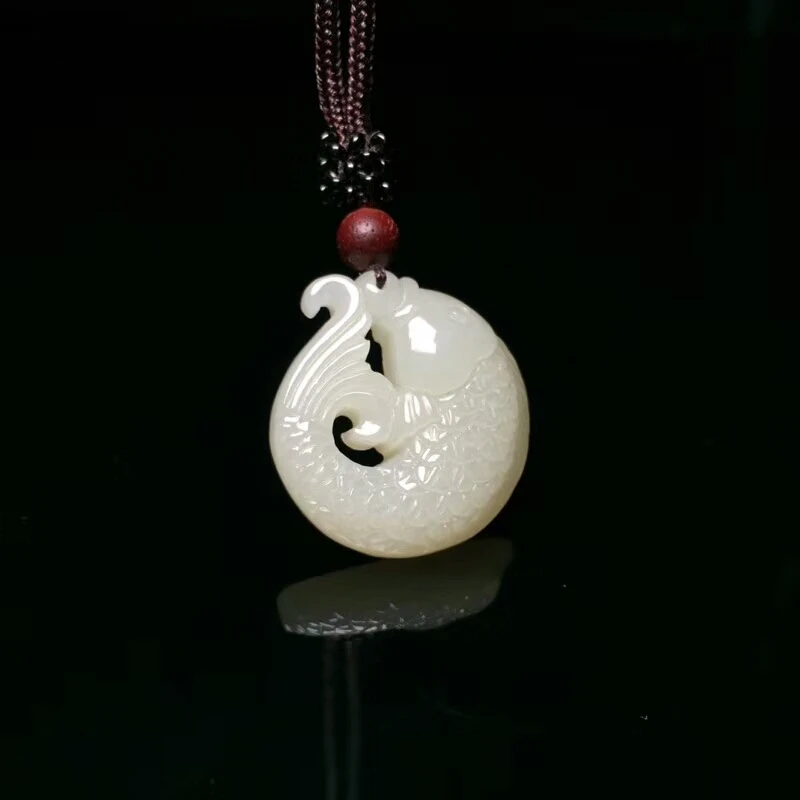 H6#Exquisite Hetian jade auspicious carp pendant white meaning | Украшения и аксессуары