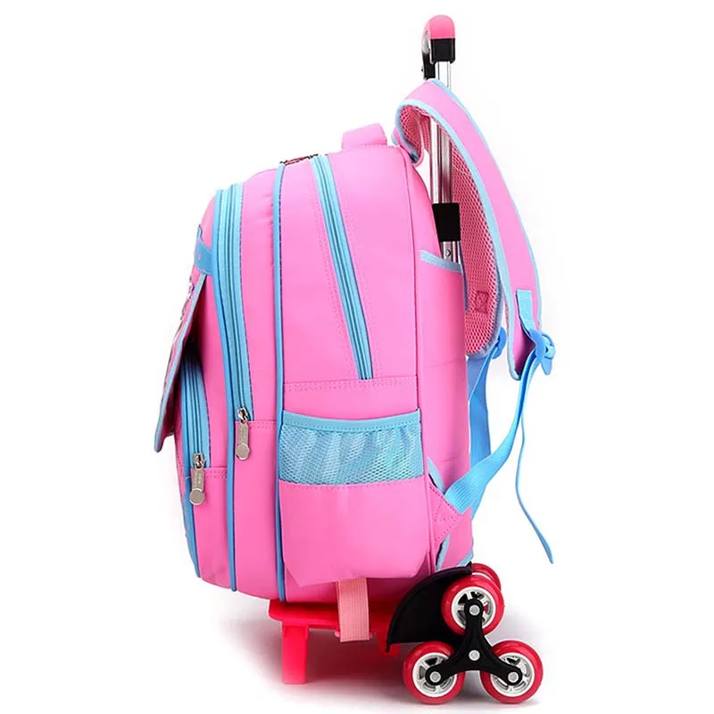 BAIJIAWEI Kid's 6 Wheels Trolley Backpack Removable Children Schoolbag 2-6 Grade Girls Printing Shoulder Bag Travel | Багаж и сумки - Фото №1