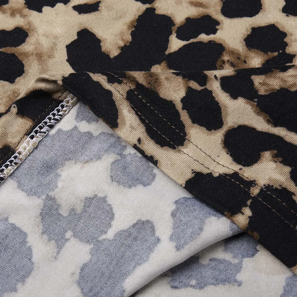 Женская рубашка с v-образным вырезом и леопардовым принтом Топ длинным рукавом