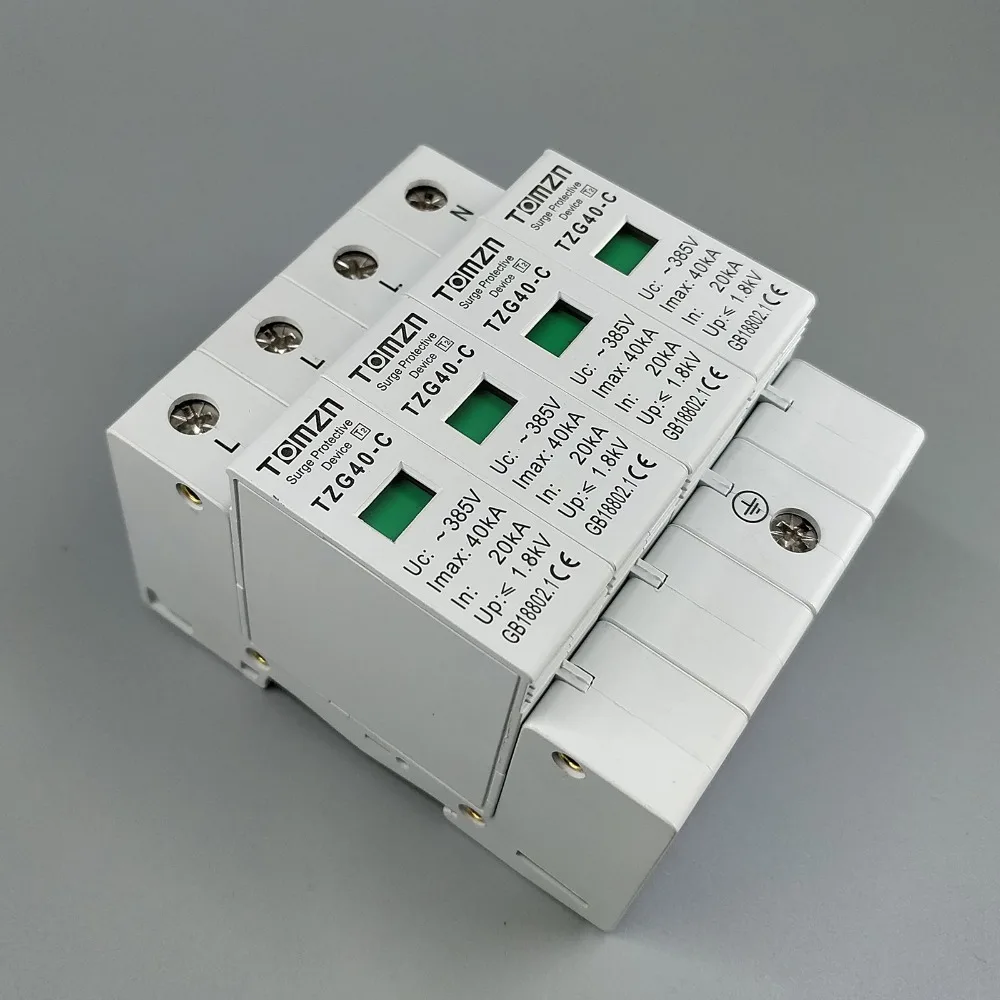 AC SPD 3P+ N 20KA~ 40KA C~ 385VAC дом Защита от перенапряжения защитный низковольтный разрядник устройство