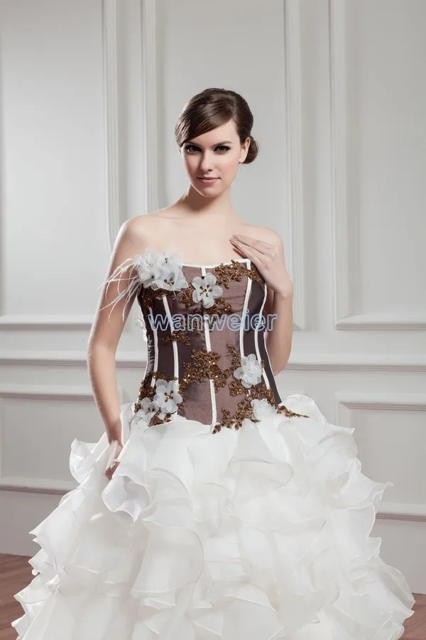 free shipping 2016 new design hot seller handmade flowers small train bridal gown married high-end customize size wedding dress | Свадьбы и