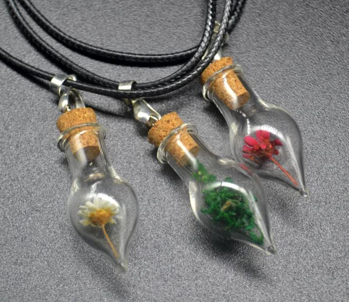 Цепочка с подвеской женская бижутерия в пляжном стиле изображением сухих цветов