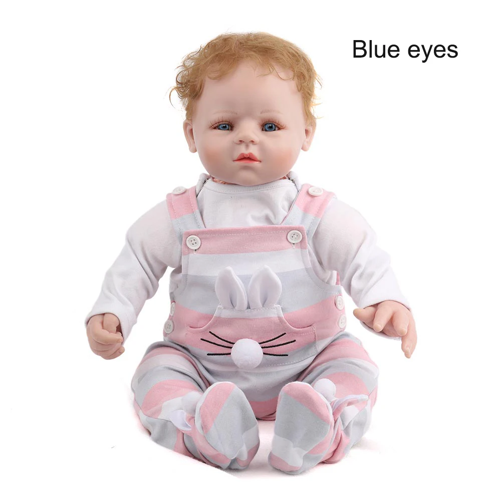 NPKDOLL 50 см 2" Реалистичная Reborn Baby Doll ручной работы BeBe Reborn игрушка для девочек новорожденная девочка малыш подарок на день рождения ребенка - Цвет: Blue eyes