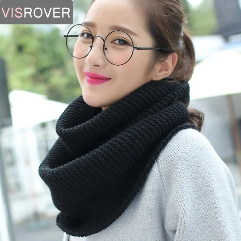 Женский шарф на шею VISROVER зимний теплый однотонный с кольцом петлей Infinity Snood