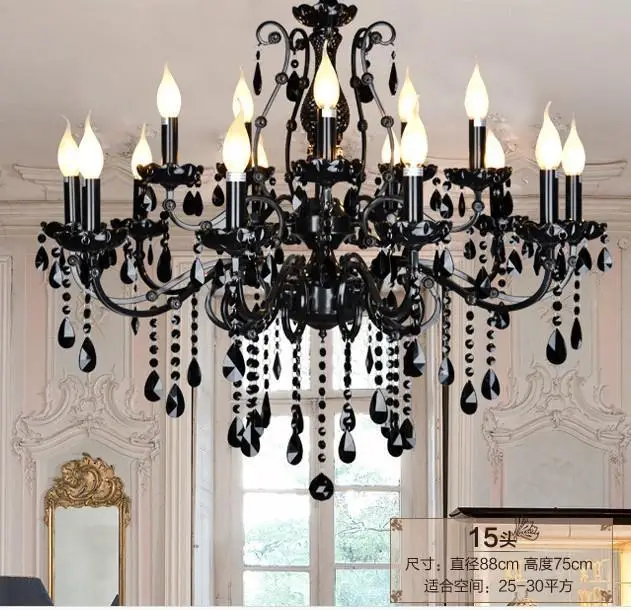 Роскошные черные хрустальные люстры алмазные К9 свечи с верхней черной