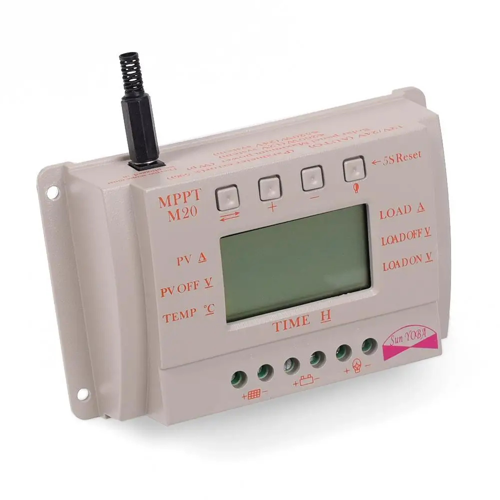 MPPT Solar Charge Controller 20A LCD Display Regulator 12V 24V + 5 pair M/F Safety Seal Ring Waterproof Connector | Обустройство дома