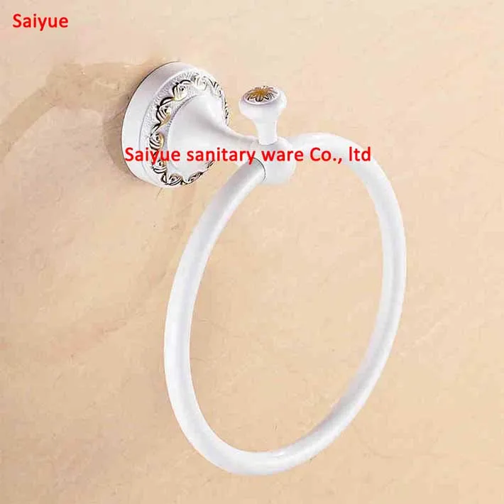 Элегантный европейский стиль латунное кольцо для полотенец белого золота