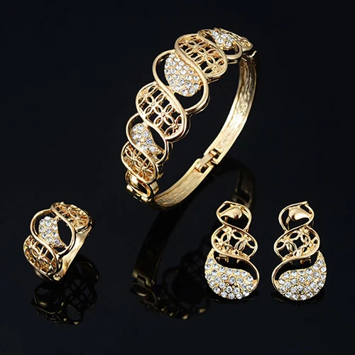 Crystal Choker Necklace Earring Bangle Bracelet Ring Women Wedding Jewelry Set | Украшения и аксессуары