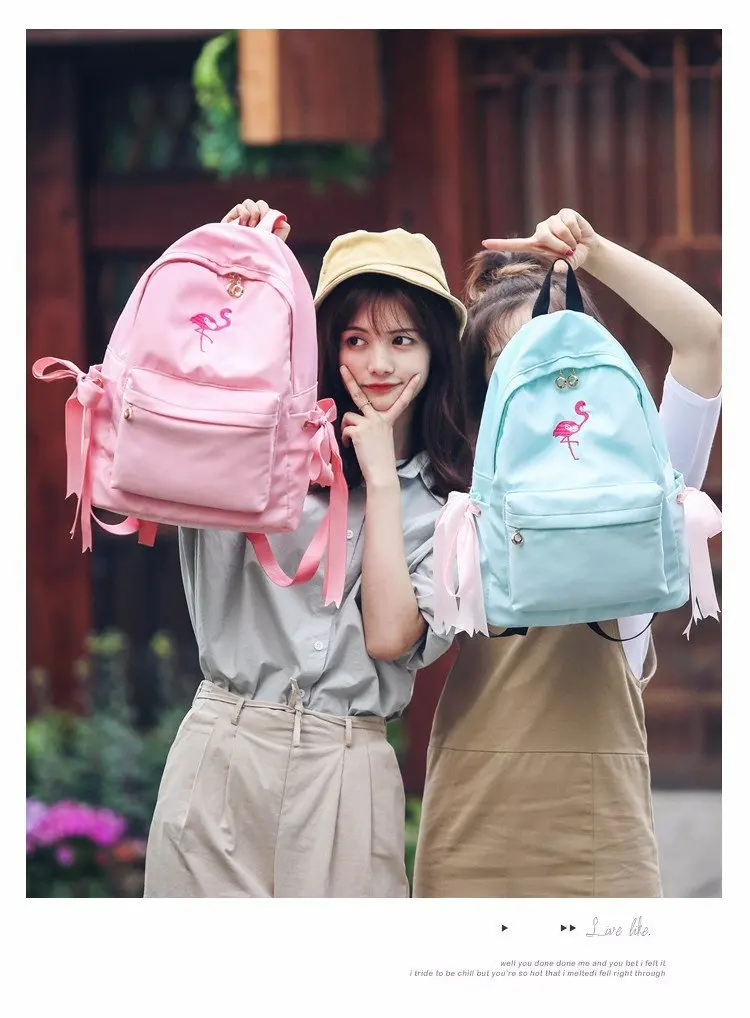 Женская нейлоновая сумка через плечо с милой вышивкой фламинго рюкзак в