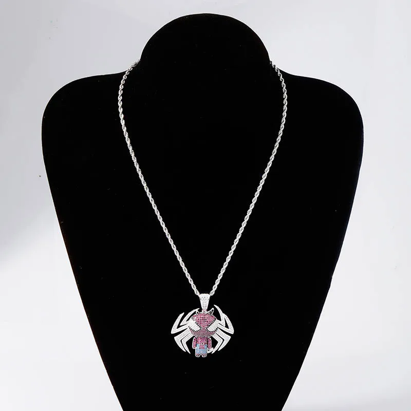 Bling Ice Out Мультфильм Человек паук Мужская подвеска Новое поступление Мода хип хоп
