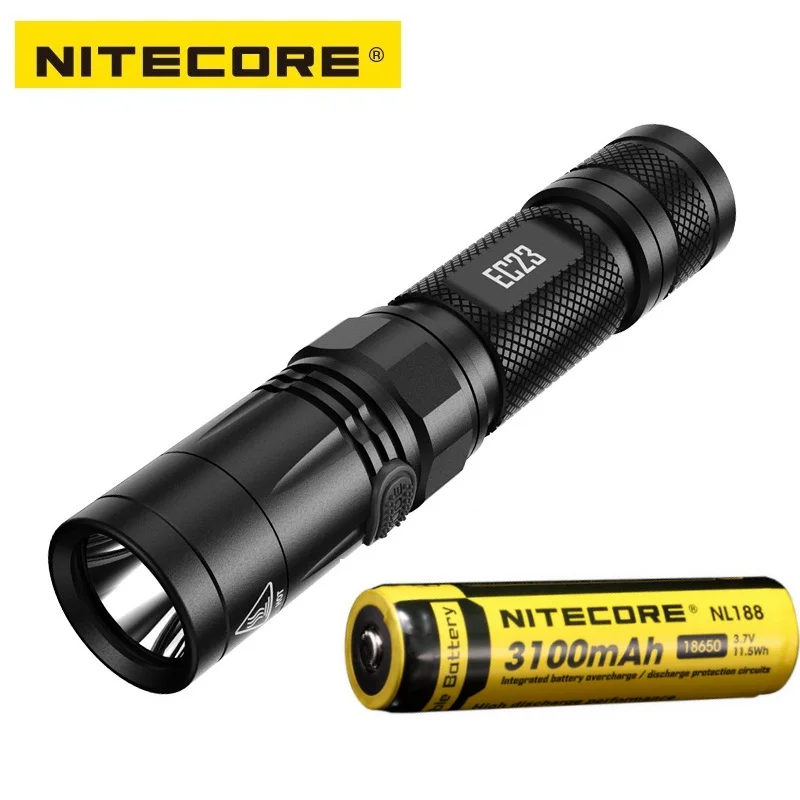 

Светодиодный фонарик NITECORE EC23 CREE XHP34 HD E2, 1800 люмен, дальность луча 255 м + IMR18650, 2500 мАч, аккумулятор 35 А