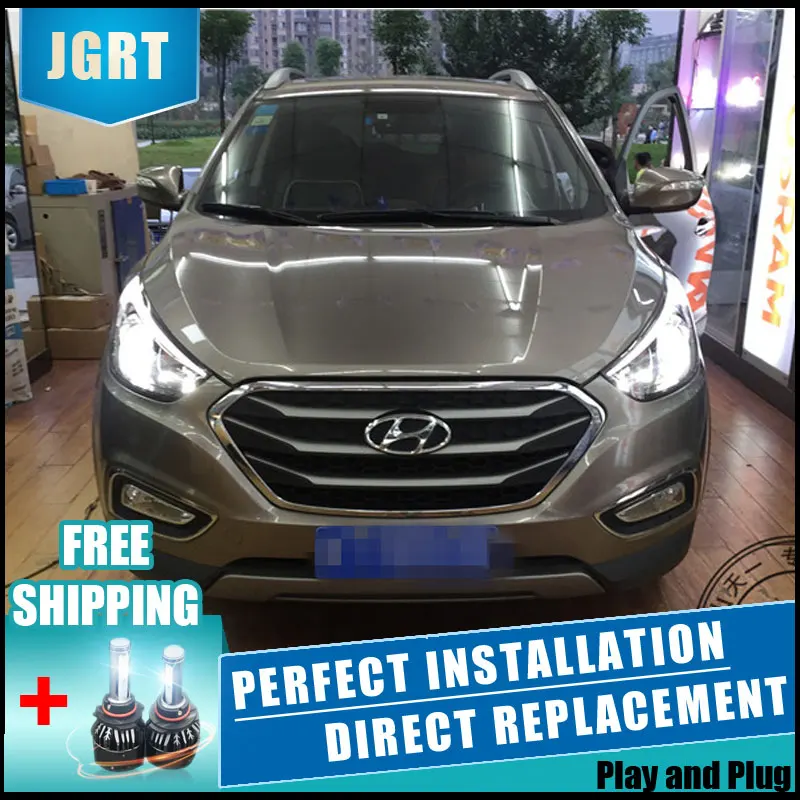 2 шт. светодиодный головной светильник s для Hyundai IX35 2010 2013 Автомобильный с двойной