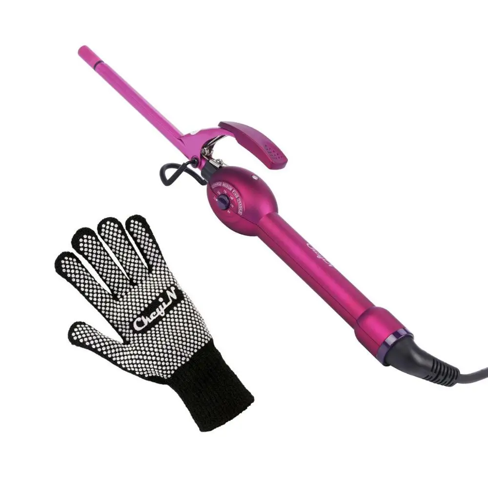 Curler And Glove 110-240 в 9 мм щипцы для завивки волос Профессиональные локоны для завивки волос палочка роликовая керамическая груша цветок Перманентная шина для завивки волос - Цвет: Curler And Glove