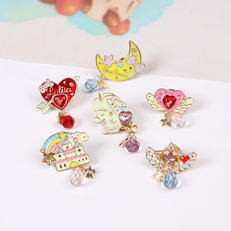 Симпатичный значок Единорог вечерние конский галстук торт крыло Луна бант