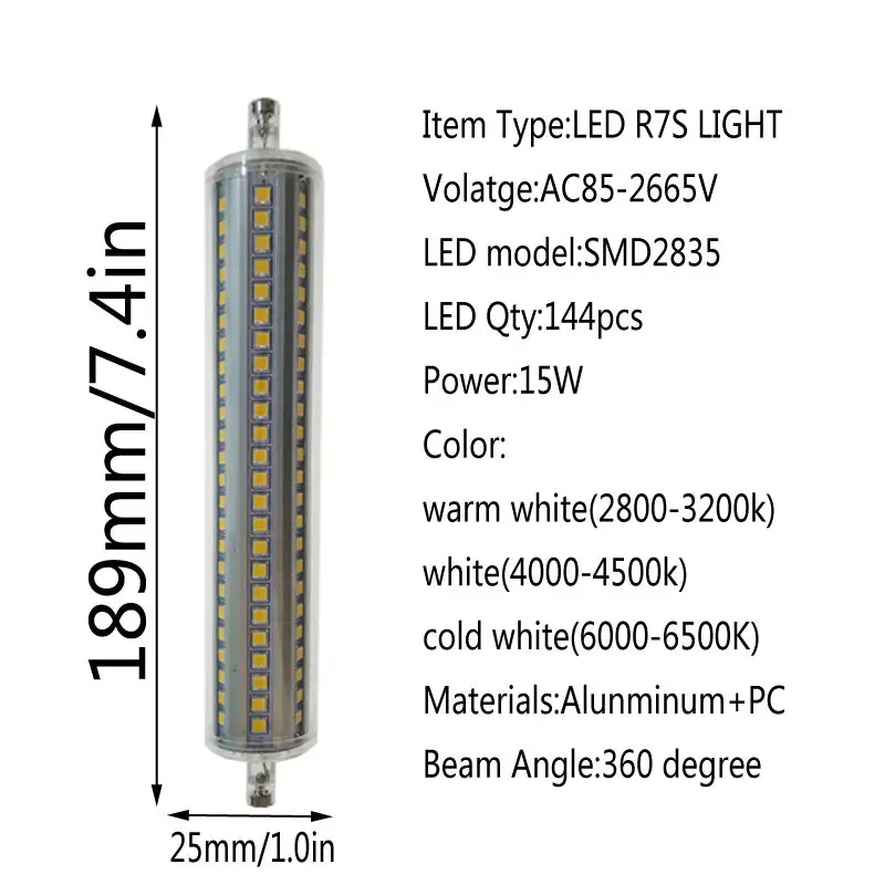 Диммируемая лампа R7S светодиодный Кукуруза 2835 SMD 78 мм 118 135 189 свет 5 Вт 10 12 15 замена