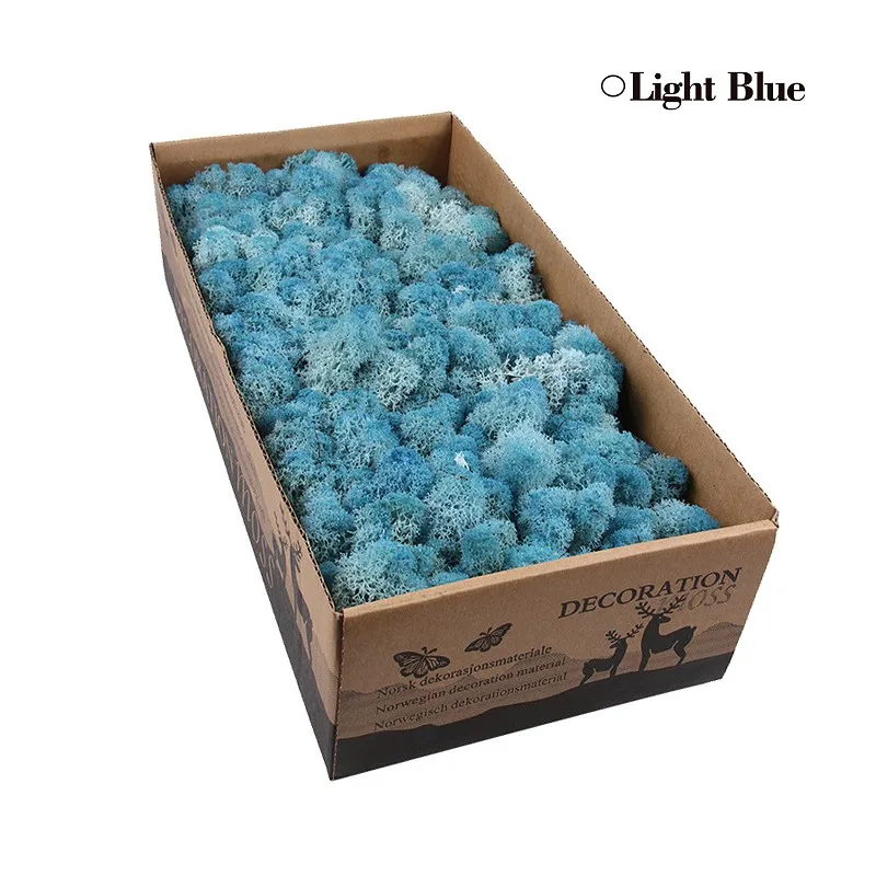 Light Blue 500 г, сделай сам, нескончаемый мох, 24 цвета, натуральный настоящий мох, декоративный цветок для дома, сада, вечерние, свадебные декорации - Цвет: Light Blue