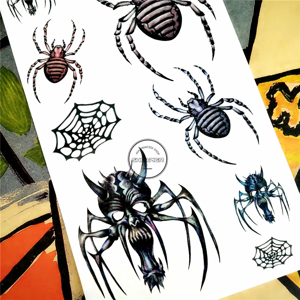 SHNAPIGN Милая паук временная татуировка боди арт на руку флеш тату наклейки 17*10 см водостойкая искусственная