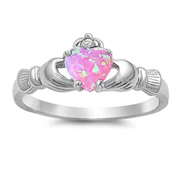 Кольцо Huitan Love Heart с камнем по месяцу рождения, посеребренное ирландское кольцо Claddagh, обручальные кольца для женщин, лучший подарок на Рождество для влюбленных - Цвет основного камня: 06. June
