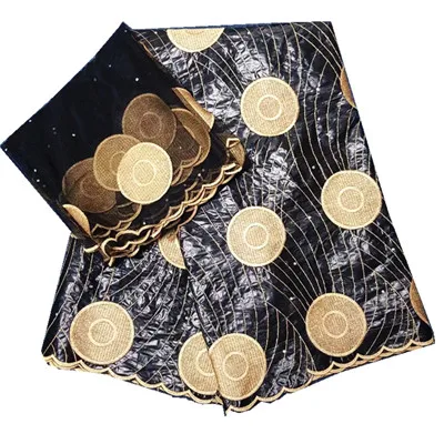 black Базен riche getzner дизайн бисерный базин riche ткань tissu Африканский bazin Lace с вышивкой и камнями - Цвет: black