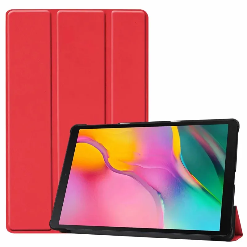 Red Ультра Тонкий Магнитный смарт-чехол с откидной подставкой для samsung Galaxy Tab A 10,1 SM-T510 SM-T515 T510 T515 чехол для планшета+ пленка+ стилус - Цвет: Red