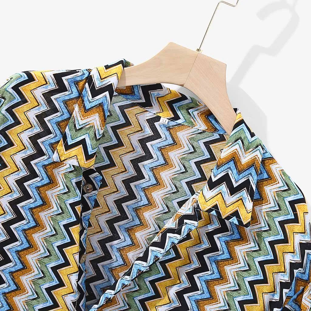 Womail, фирменная новинка, camisas, Пляжная рубашка для мужчин, гавайская рубашка, для пляжа, отдыха, модная, волнистая, в полоску, рубашка для тропического моря, гавайская рубашка