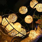 Рождественская светильник ная гирлянда 2,5 м, 5 м, 40, гирлянды с ротанговыми шариками, праздничное украшение для свадебной вечеринки, светодиодная гирлянда, уличное освещение