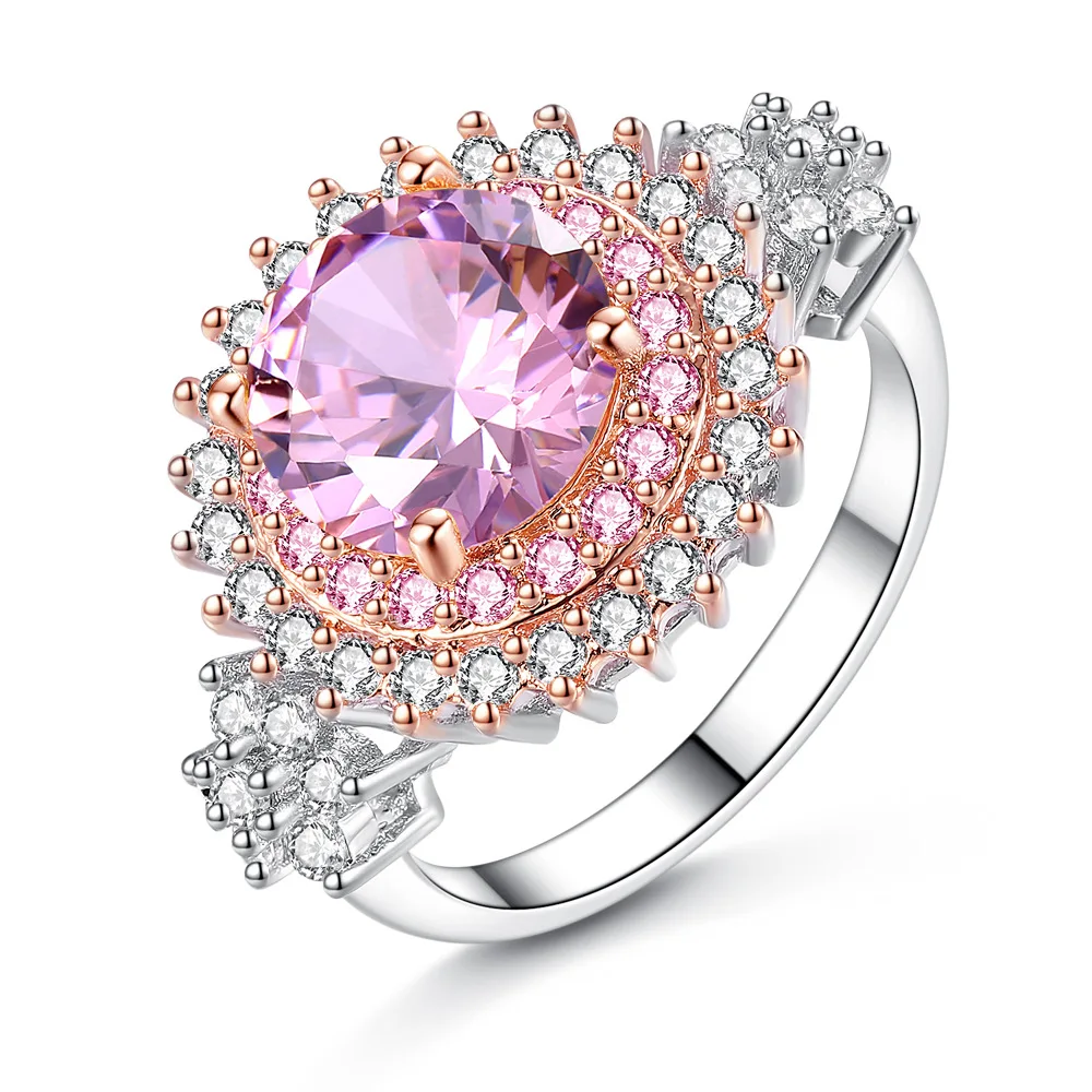 Посеребренное кольцо с роскошным большим циркониевым кольцом Дамское винтажное