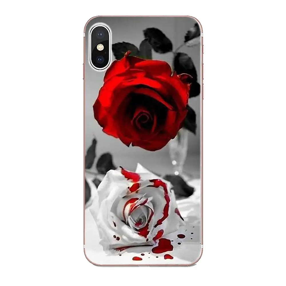 Красная бабочка на белых розах цветок для Apple iPhone X XS Max XR 4 4S 5 5C 5S SE 6 6S 7 8 Plus брокколи