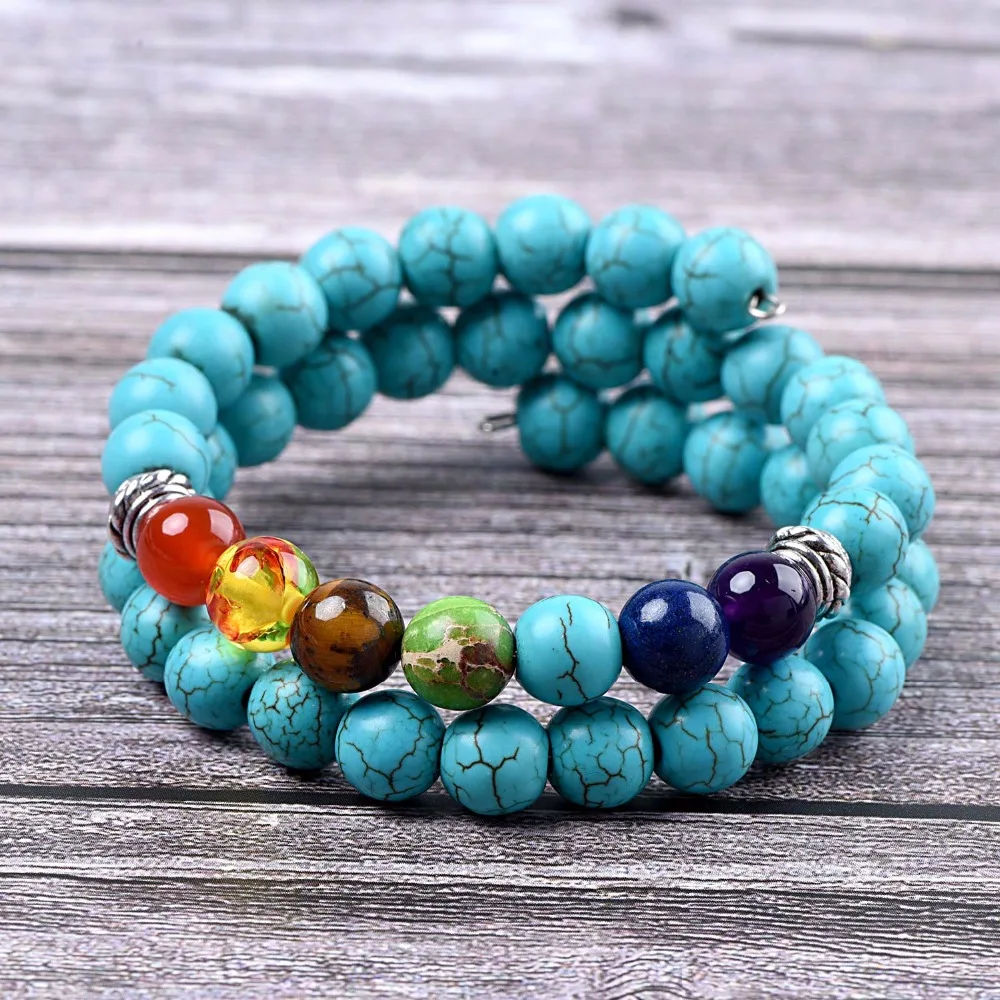 CKKU Jewelry Blue Beads Chakra Healing Balance Energy Bracelet Stones Yoga PD189 | Украшения и аксессуары