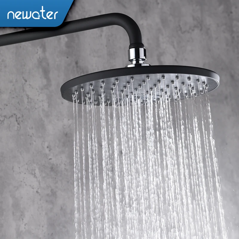 Newater черный смеситель для душа набор в стену ванная комната хром Настенный