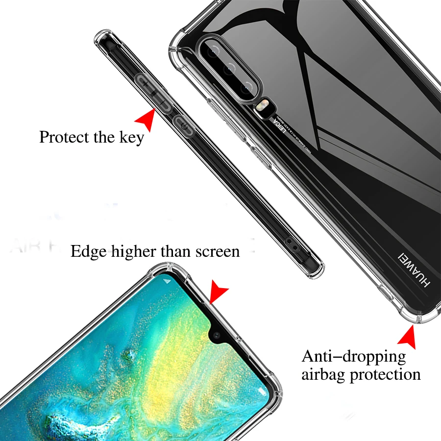 Силиконовый чехол с воздушной подушкой для Huawei P30 Mate 20 P20 Pro Lite Nova 3e 3i 4 Y6 Y7 Prime 2018 P Smart