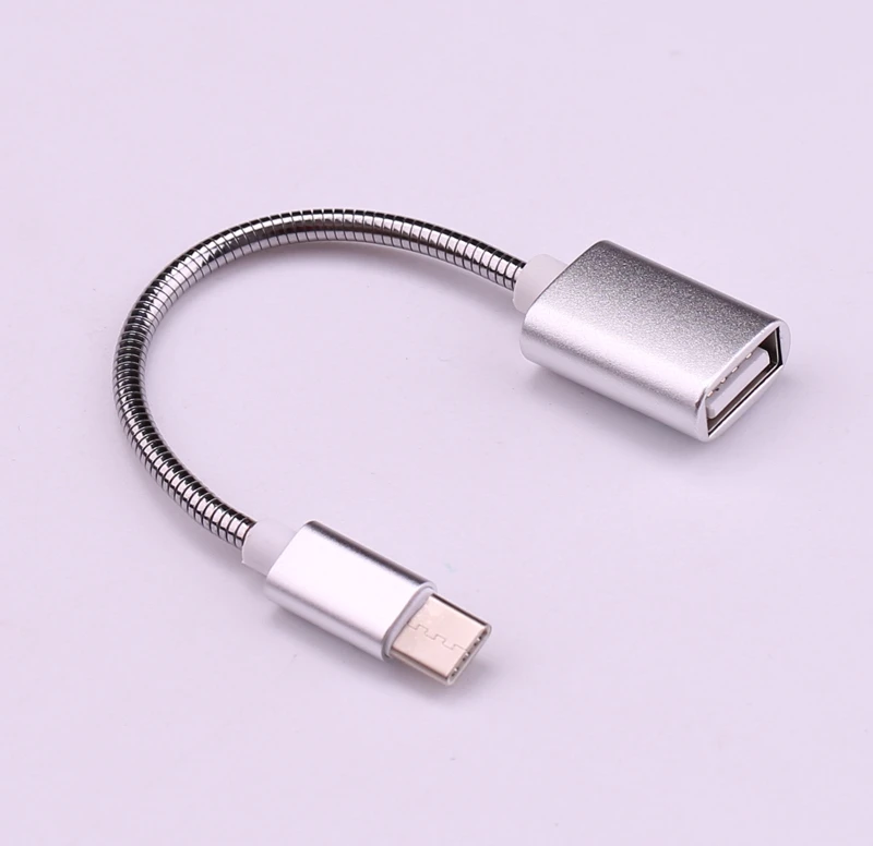 Elastic Silver Оплетка type C USB OTG Кабель-адаптер кабель передачи данных для huawei P20 OPPO VIVO Tablet PC для Samsung Galaxy S8 S9 Plus смартфонов - Цвет: Elastic Silver