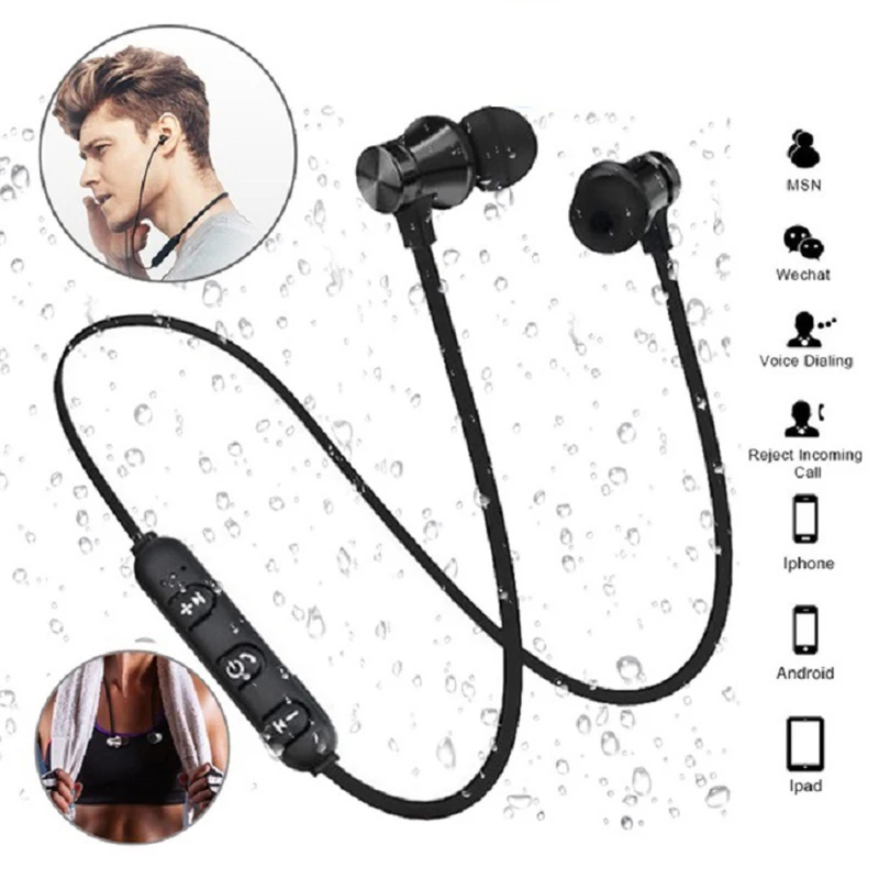 Магнитные спортивные Bluetooth наушники XT11 стереонаушники с микрофоном для IPhone 8