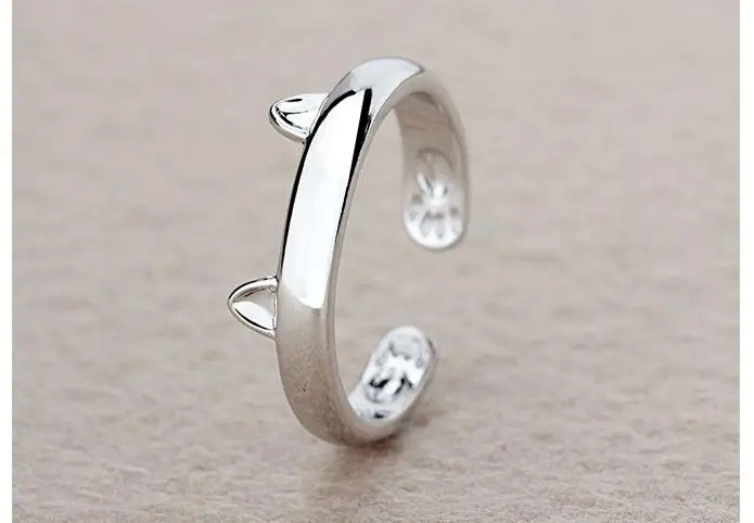 Женское кольцо с кошачьими ушками вечерние серебра 925 пробы | Украшения и