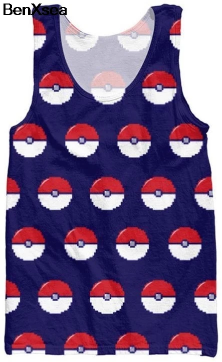 Новый топ на бретелях с 3D принтом Покемон из фильма японские мужские и женские