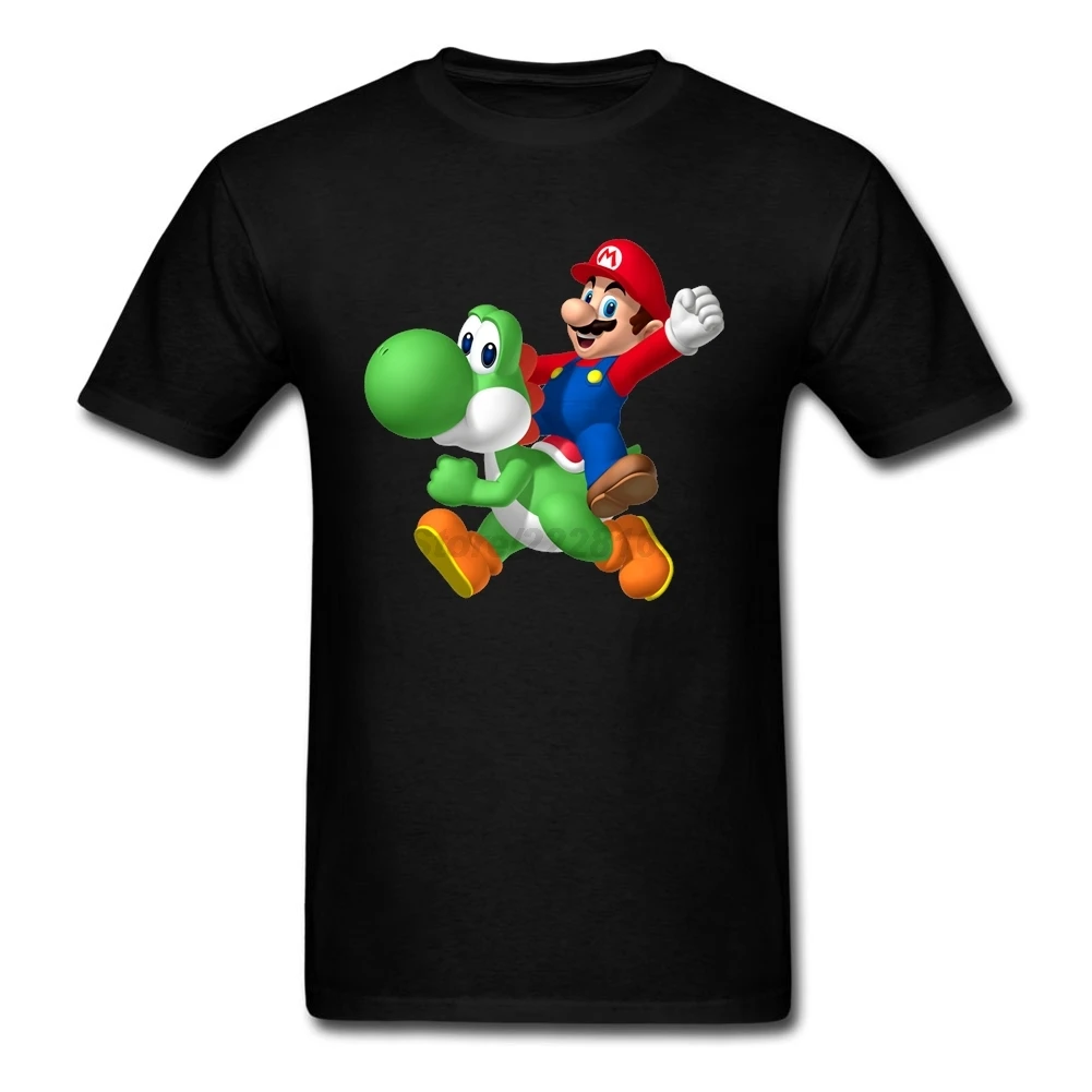Мужские рубашки с принтом марио езды Yoshi зеленые топы Kawaii Super Mario World футболки для
