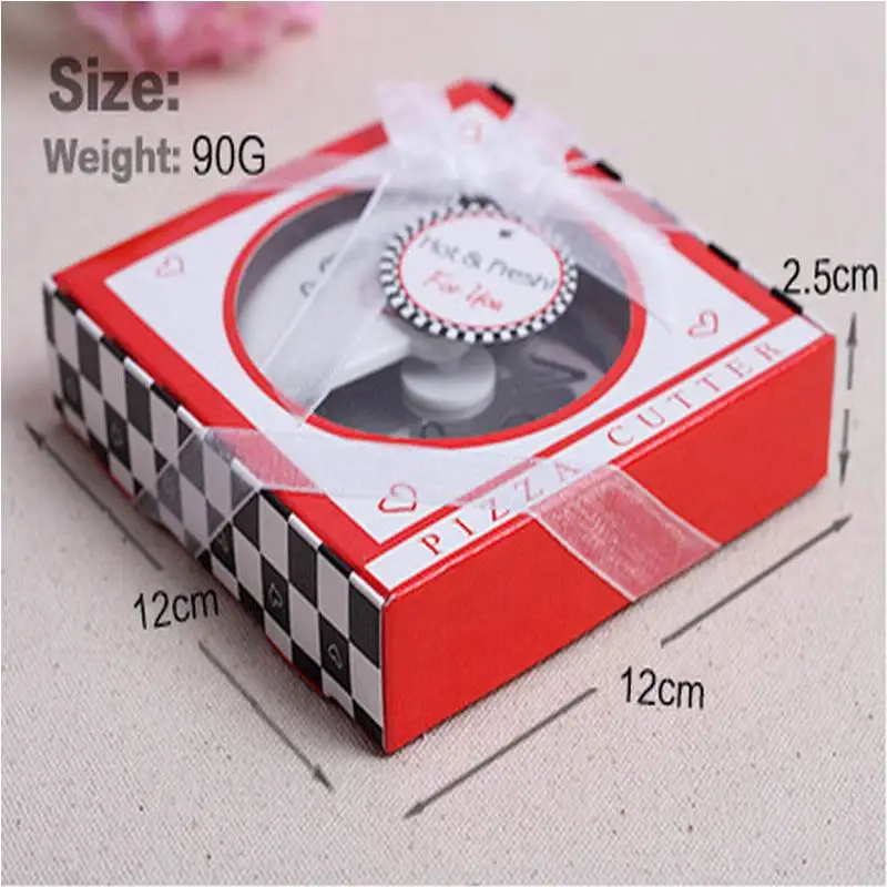 Wholesale 100 pcs "A Slice of Love" Stainless Steel Pizza Cutter in Miniature Box wedding favors and gifts for guest | Дом и сад