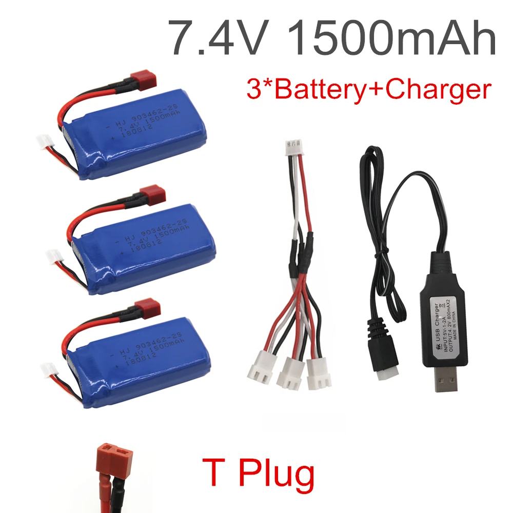 3B T 7,4 V 1500mAh Lipo батарея с USB зарядным устройством для FT009 RC лодка 12428 батарея Lipo 2S 7,4 V 1500 mah 903462 2S JST SM T вилка - Цвет: 3B T