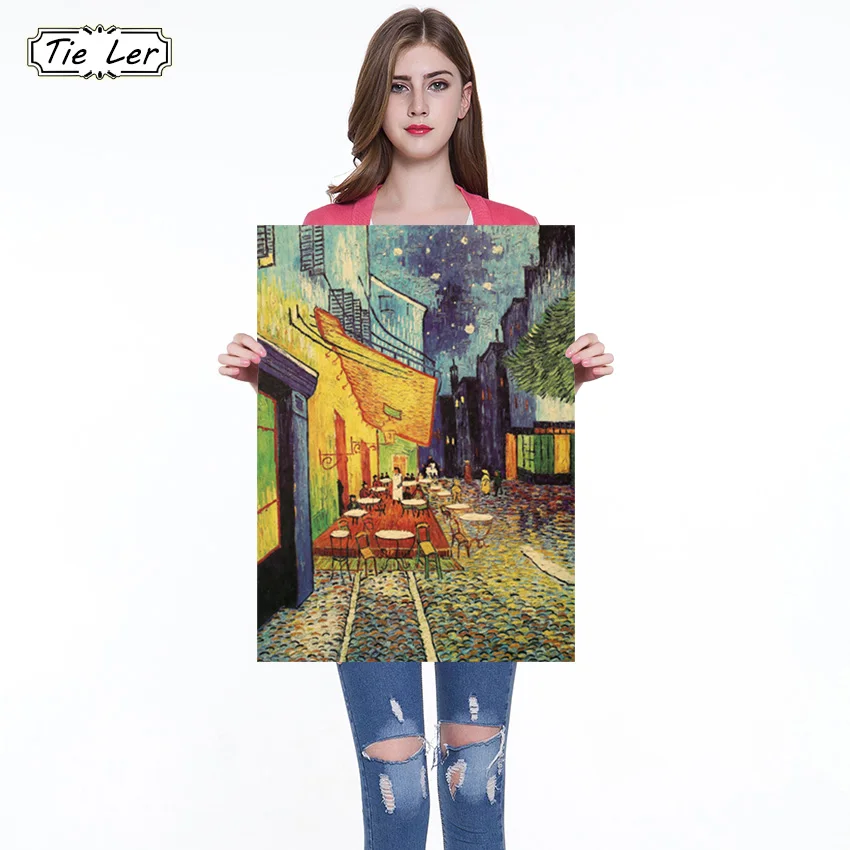 Классическая картина маслом Ван Гога кафе крафт бумага плакат украшение для дома