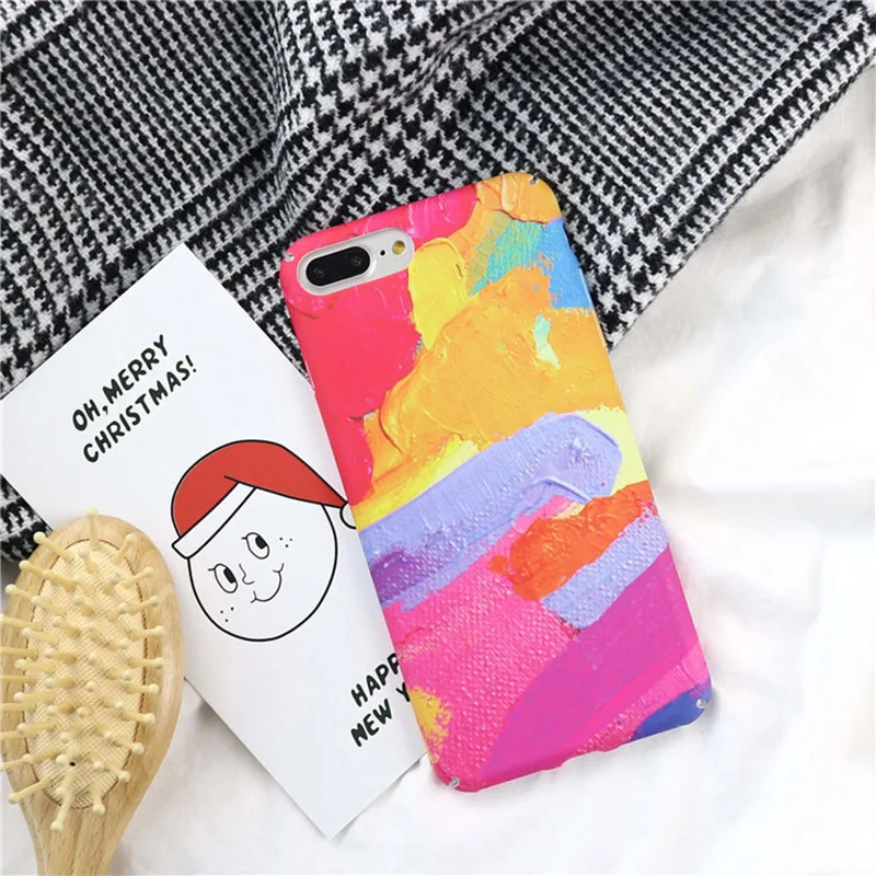 Чехол для iPhone 6 S 7 8 X случаях акварельной живописи Жесткий PC матовый Capinha Coque 6S Plus |