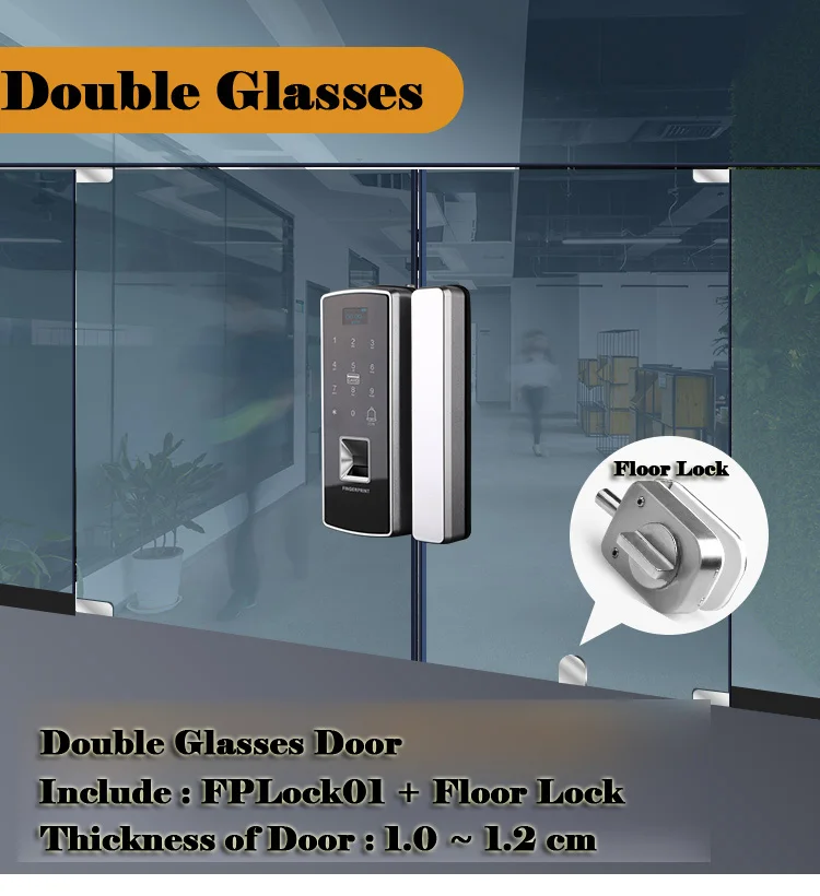 Double Glasses Door Стеклянный замок отпечатков пальцев цифровой электронный дверной замок для дома Противоугонный Интеллектуальный Пароль RFID карта автономный открывалка смарт - Цвет: Double Glasses Door