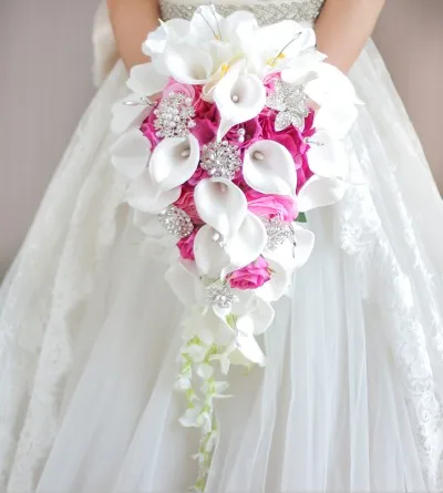 Color 4 PEORCHID Кристалл водопад Свадебный букет фиолетовый брошь Калла Лилия букеты Ramo De Novia Винтаж Стразы Свадебный букет - Цвет: Color 4
