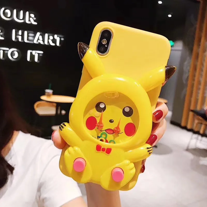 Pikachu 3D чехол с изображением утки, жидкий силиконовый чехол для iPhone 11 Pro Max 6 6s 7 8 Plus X Xs Max XR 5S 5 Pikachu SpongeBob, снижающий стресс - Цвет: Pikachu