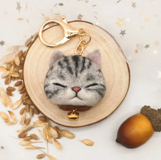 Темный хаки Кошки и броши в форме собаки и ключа пряжки шерсть иглы Набор шерсть войлока иглы валяния Подвеска для изготовления needlector DIY ручной работы - Цвет: Темный хаки