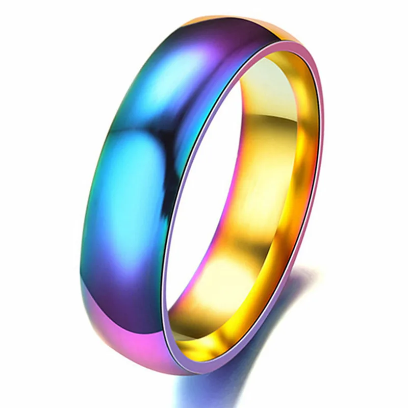 Мужчина и женщина Радуга Кольцо Титан Сталь|titanium steel|rainbow ringring titanium |
