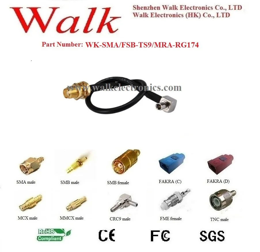 

SMA female TS9 male rg174 cable, TS9 SMA cable, TS9 cable adapter, 3g 4g lte antenna cable